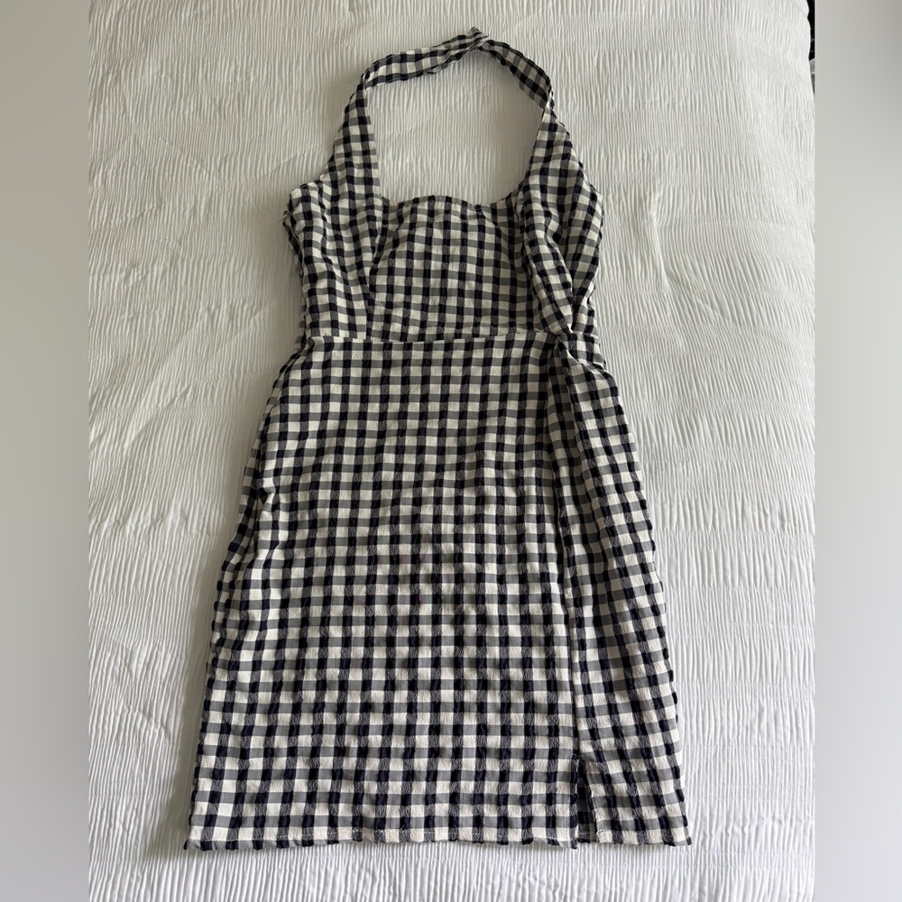 ASOS Black and White Gingham Midi Dress